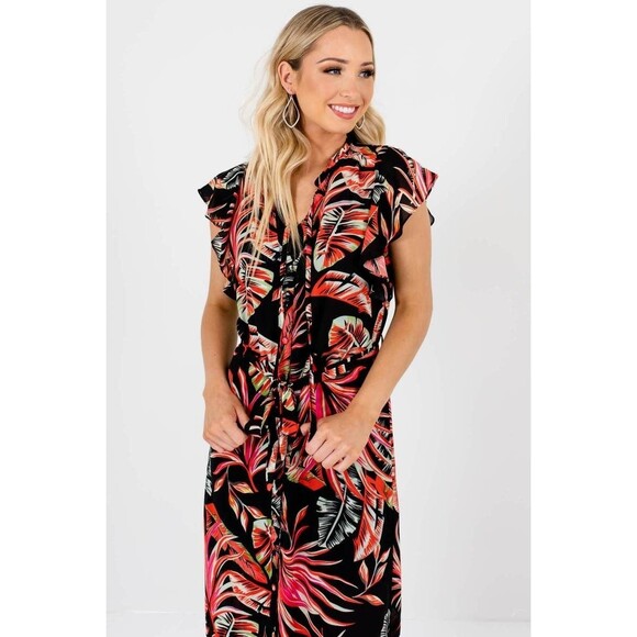 Red Floral Midi Dress L - Picture 3 of 7